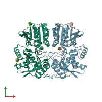 PDB entry 3olz coloured by chain, front view.