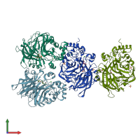 PDB entry 3om5 coloured by chain, front view.