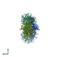 PDB entry 3om5 coloured by chain, side view.