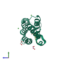 PDB entry 3oni coloured by chain, side view.