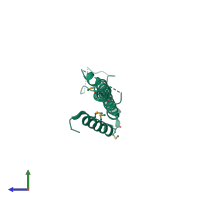 PDB entry 3ont coloured by chain, side view.