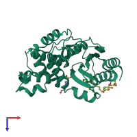 PDB entry 3oph coloured by chain, top view.