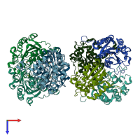 PDB entry 3ot4 coloured by chain, top view.