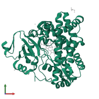 Putative cytochrome P450 in PDB entry 3p3x, assembly 1, front view.