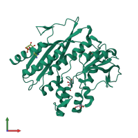 PDB entry 3p4e coloured by chain, front view.