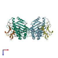 PDB entry 3p4m coloured by chain, top view.