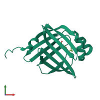 PDB entry 3p6h coloured by chain, front view.