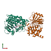 PDB entry 3p71 coloured by chain, front view.