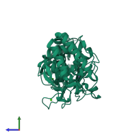 PDB entry 3p7r coloured by chain, side view.