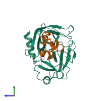 PDB entry 3p95 coloured by chain, side view.
