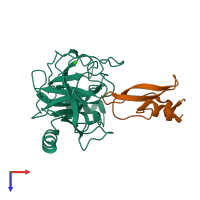 PDB entry 3p95 coloured by chain, top view.
