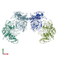 PDB entry 3paw coloured by chain, front view.