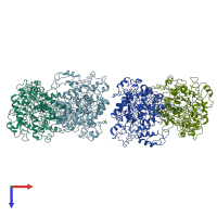 PDB entry 3paw coloured by chain, top view.