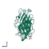 PDB entry 3phm coloured by chain, side view.