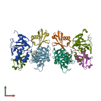 PDB entry 3phw coloured by chain, front view.