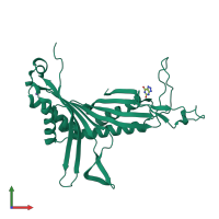 PDB entry 3pk8 coloured by chain, front view.