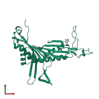 PDB entry 3pku coloured by chain, front view.