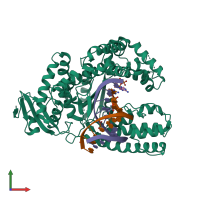 PDB entry 3po5 coloured by chain, front view.