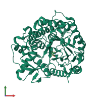 Monomeric assembly 1 of PDB entry 3ptk coloured by chemically distinct molecules, front view.