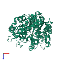 Monomeric assembly 1 of PDB entry 3ptk coloured by chemically distinct molecules, top view.