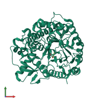 Monomeric assembly 2 of PDB entry 3ptk coloured by chemically distinct molecules, front view.