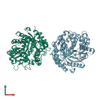 PDB entry 3ptk coloured by chain, front view.