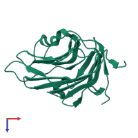 Monomeric assembly 1 of PDB entry 3pve coloured by chemically distinct molecules, top view.