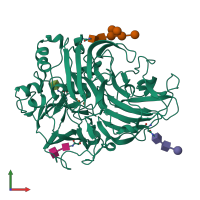 Monomeric assembly 1 of PDB entry 3pxl coloured by chemically distinct molecules, front view.