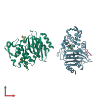 PDB entry 3q1f coloured by chain, front view.