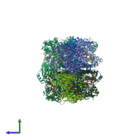 PDB entry 3q2k coloured by chain, side view.