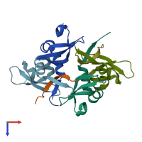 PDB entry 3q6s coloured by chain, top view.