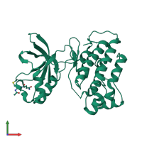 PDB entry 3q6u coloured by chain, front view.
