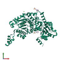 PDB entry 3q7i coloured by chain, front view.