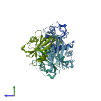 PDB entry 3q91 coloured by chain, side view.