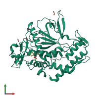 PDB entry 3qj0 coloured by chain, front view.
