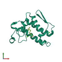 PDB entry 3qlm coloured by chain, front view.