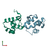 PDB entry 3qq6 coloured by chain, front view.