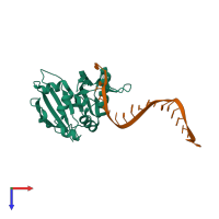 PDB entry 3qrq coloured by chain, top view.