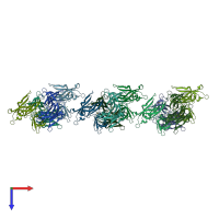 PDB entry 3qwn coloured by chain, top view.