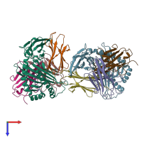 PDB entry 3qzw coloured by chain, top view.