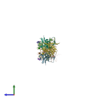 PDB entry 3r4d coloured by chain, side view.