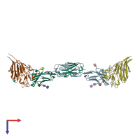 PDB entry 3r4d coloured by chain, top view.