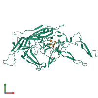 PDB entry 3ra4 coloured by chain, front view.