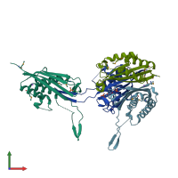 PDB entry 3re3 coloured by chain, front view.