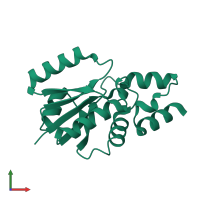 PDB entry 3rff coloured by chain, front view.