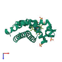 PDB entry 3rgk coloured by chain, top view.
