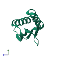 PDB entry 3rjs coloured by chain, side view.