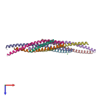 PDB entry 3rk2 coloured by chain, top view.