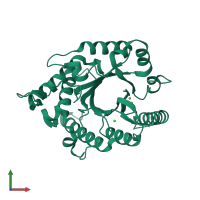 Monomeric assembly 3 of PDB entry 3ro8 coloured by chemically distinct molecules, front view.