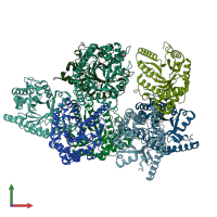 PDB entry 3ro8 coloured by chain, front view.